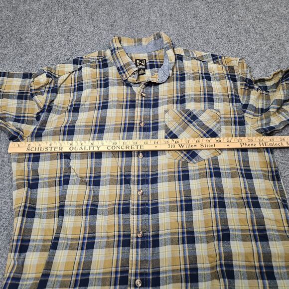 Noble Outfitters‎ Flannel Shirt Mens XL Tall Yellow Blue Plaid Cotton Workwear - Picture 4 of 6